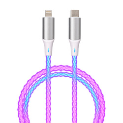 QUALO kabel świecący USB-C-Lightning 1M 3A biało/srebrny QCS-CL-00