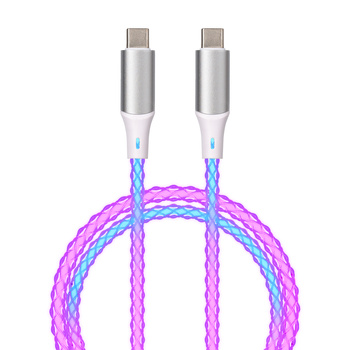 QUALO kabel świecący USB-C-USB-C 1M 3A 60W biało/srebrny QCS-CC-00