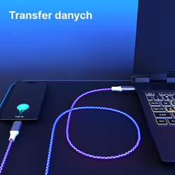 QUALO kabel świecący USB-C-Lightning 1M 3A biało/srebrny QCS-CL-00