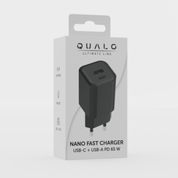 QUALO ładowarka sieciowa Nano PD 65W USB-C USB-A QLSN-CA-65-01
