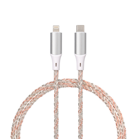 QUALO kabel świecący USB-C-Lightning 1M 3A biało/srebrny QCS-CL-00