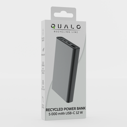 QUALO Recycling power bank 5000 mAh 12W szary QRPB5-12-18
