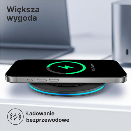 QUALO recycling ładowarka indukcyjna 15W LED srebrna QRLI-15-LD-07