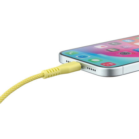 QUALO kabel nylonowy USB-C - Lightning 1,5m 2,4A zółty QKN-CL-05