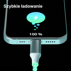 QUALO kabel świecący USB-A-USB-C 1M 3A biało/srebrny QCS-AC-00