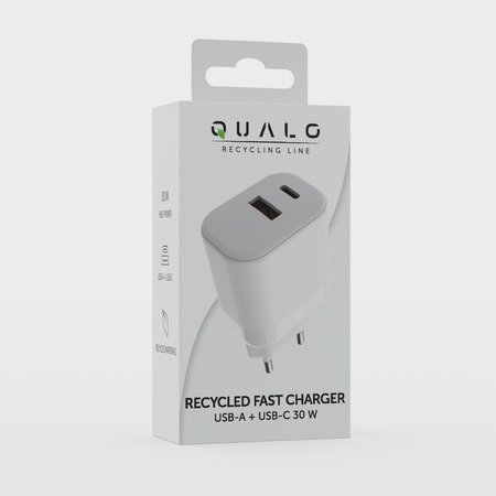 QUALO recycling ładowarka sieciowa 30W USB-A USB-C QLS-AC-30-00