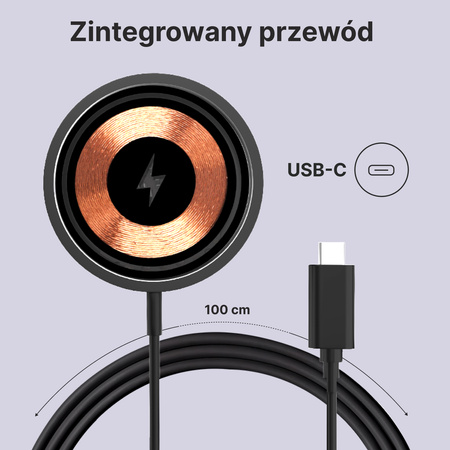 QUALO Transparent ładowarka indukcyjna 15W czarna QTLI-15-01