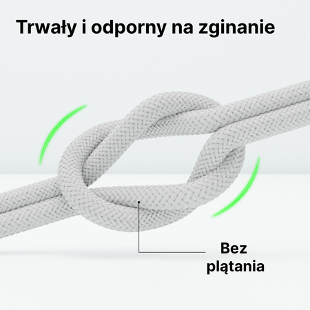 QUALO kabel nylonowy USB-C - USB-C 1,5m 3A 60W szary QKN-CC-18