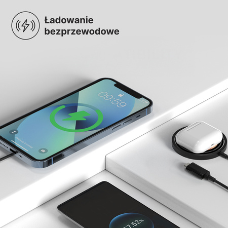 QUALO Transparent ładowarka indukcyjna 15W czarna QTLI-15-01