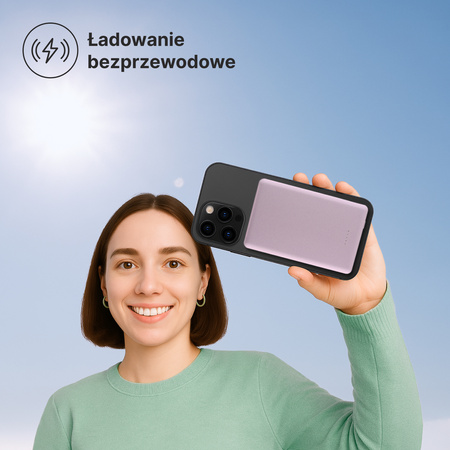 QUALO MagSafe power bank ultra slim 5 000 mAh 15W liliowy QMPB5-US-15-09