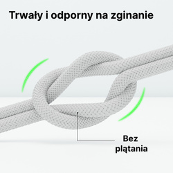 QUALO kabel nylonowy USB-C - USB-C 1,5m 3A 60W szary QKN-CC-18