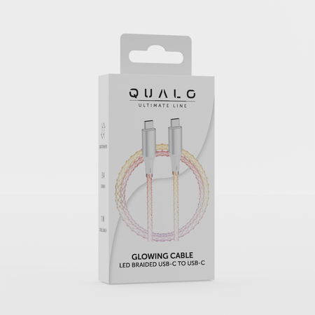 QUALO kabel świecący USB-C-USB-C 1M 3A 60W biało/srebrny QCS-CC-00