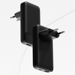 QUALO ładowarka sieciowa GaN ultra slim USB-A USB-C PD 45W czarna QLS-GN-US-AC-45-01