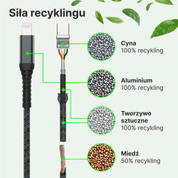 QUALO recycling kabel USB-C/Lightning  2,4A 1m QRC-CL-01
