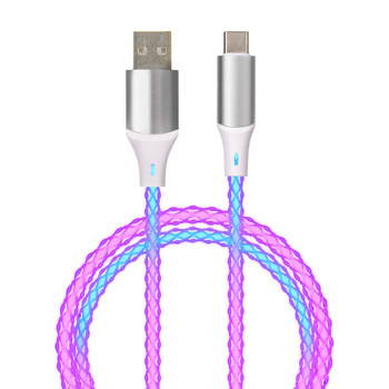 QUALO kabel świecący USB-A-USB-C 1M 3A biało/srebrny QCS-AC-00