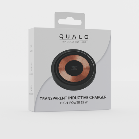 QUALO Transparent ładowarka indukcyjna 15W czarna QTLI-15-01