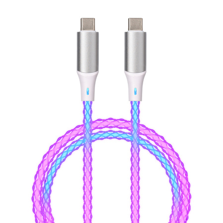 QUALO kabel świecący USB-C-USB-C 1M 3A 60W biało/srebrny QCS-CC-00