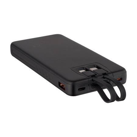QUALO Transparent power bank 10000 mAh PD z LED 22.5W czarny QTPB10-LD-23-01