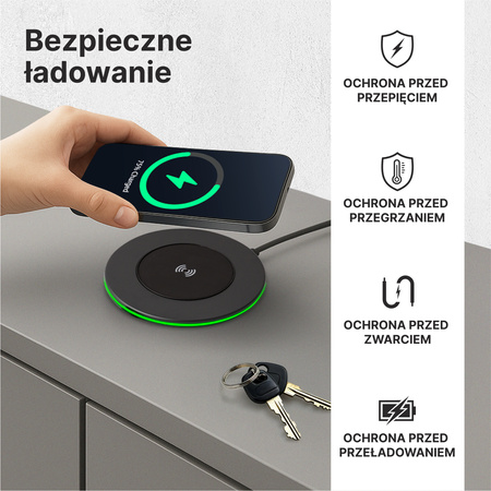 QUALO recycling ładowarka indukcyjna 15W LED srebrna QRLI-15-LD-07