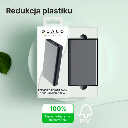 QUALO Recycling power bank 5000 mAh 12W szary QRPB5-12-18