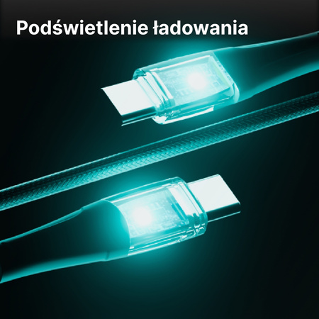 QUALO Transparent kabel nylonowy USB-C - USB-C 1,5m 3A 60W biały QTCN-CC-00