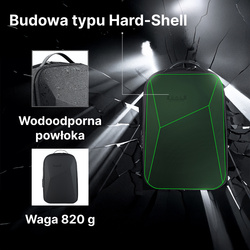 QUALO plecak sztywny wodoodporny z portem USB czarny QPS-W-USB-01