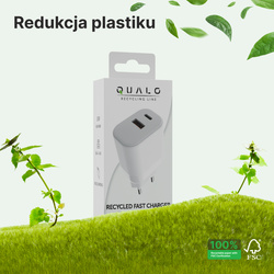 QUALO recycling ładowarka sieciowa 30W USB-A USB-C QLS-AC-30-00