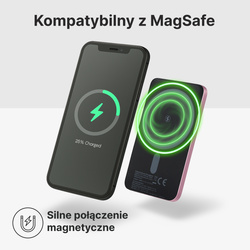 QUALO MagSafe power bank ultra slim 5 000 mAh 15W liliowy QMPB5-US-15-09