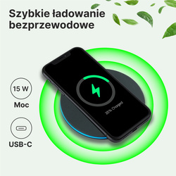 QUALO recycling ładowarka indukcyjna 15W LED srebrna QRLI-15-LD-07