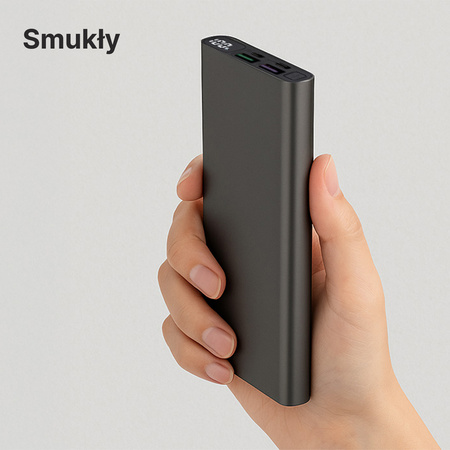 QUALO power bank 10000 mAh z LED 22.5W szary QPB10-LD-23-18