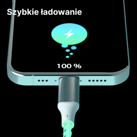QUALO kabel świecący USB-C-Lightning 1M 3A biało/srebrny QCS-CL-00