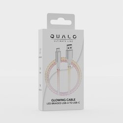 QUALO kabel świecący USB-A-USB-C 1M 3A biało/srebrny QCS-AC-00