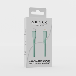 QUALO kabel nylonowy USB-C - Lightning 1,5m 2,4A mietowy QKN-CL-21