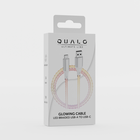 QUALO kabel świecący USB-A-USB-C 1M 3A biało/srebrny QCS-AC-00