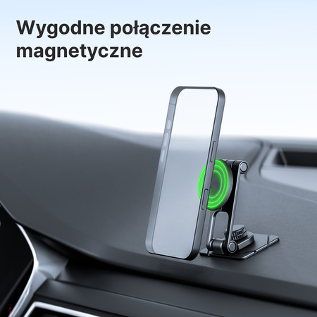QUALO uchwyt samochodowy magnetyczny na szybę round clear czarny QUSM-S-RC-01