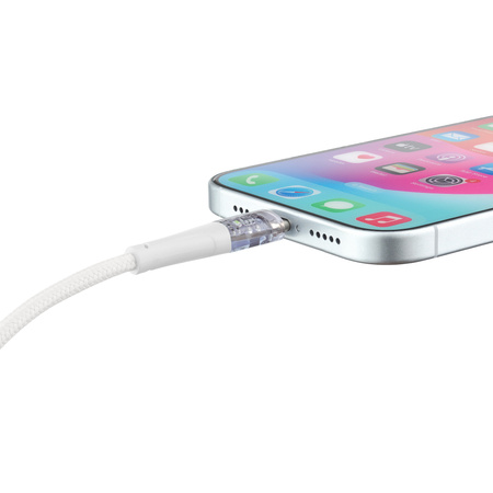 QUALO Transparent kabel nylonowy USB-A - USB-C 1,5m 3A 60W biały QTCN-AC-00