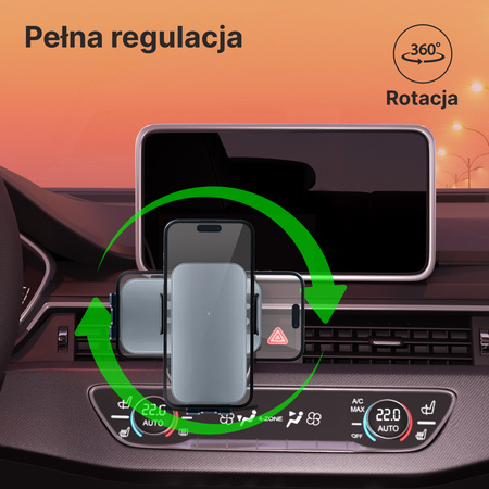 QUALO uchwyt samochodowy do kratki z panelem solarnym czarny QUS-K-PS-01