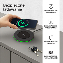 QUALO recycling ładowarka indukcyjna 15W LED srebrna QRLI-15-LD-07