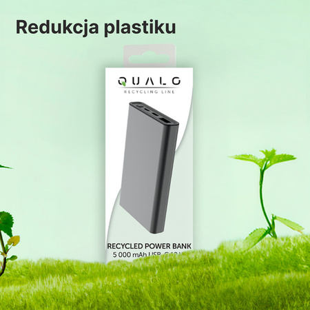 QUALO Recycling power bank 5000 mAh 12W szary QRPB5-12-18