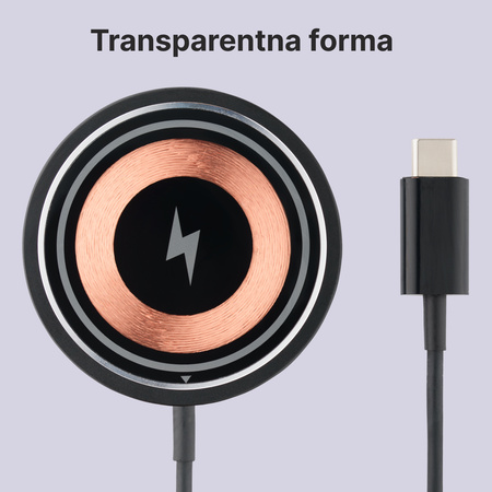 QUALO Transparent ładowarka indukcyjna 15W czarna QTLI-15-01