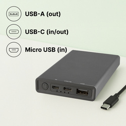 QUALO Recycling power bank 5000 mAh 12W szary QRPB5-12-18