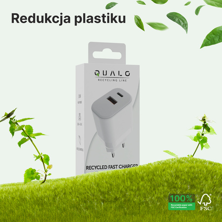 QUALO recycling ładowarka sieciowa 30W USB-A USB-C QLS-AC-30-00