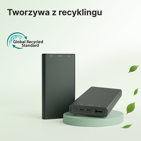 QUALO Recycling power bank 5000 mAh 12W szary QRPB5-12-18