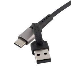 QUALO kabel silicon 2w1 USB-C - USB-C + USB-A  1,2m 3A czarny QKN-2w1-CCA-01