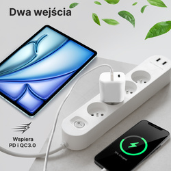 QUALO recycling ładowarka sieciowa 30W USB-A USB-C QLS-AC-30-00