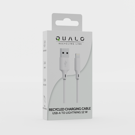 QUALO Recycling kabel USB-A - Lightning 1,5m 2,4A biały QRC-AL-00