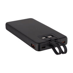 QUALO Transparent power bank 10000 mAh PD z LED 22.5W czarny QTPB10-LD-23-01