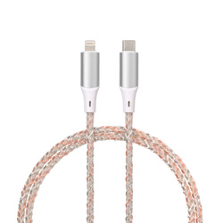 QUALO kabel świecący USB-C-Lightning 1M 3A biało/srebrny QCS-CL-00