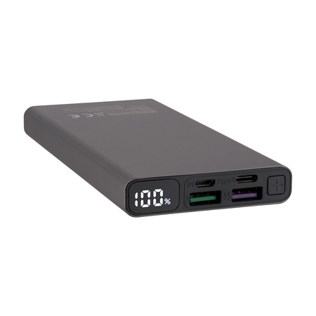 QUALO power bank 10000 mAh z LED 22.5W szary QPB10-LD-23-18