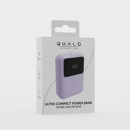QUALO power bank 10000 mAh mini z LED 20W liliowy QPB10-LD-20-09
